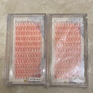 Vibrant Coral Pink Eyelash Extensions